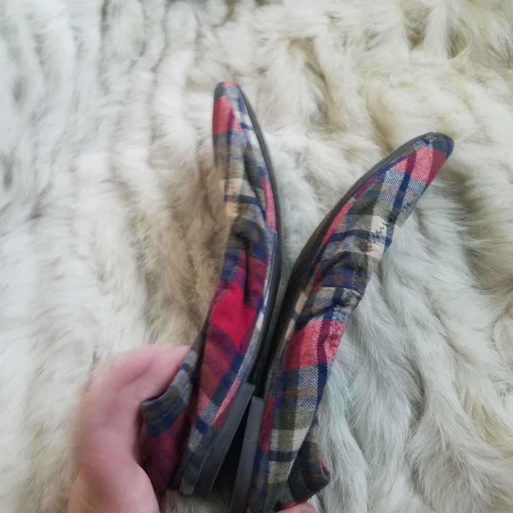 ! Lucky Brand red plaid flats 6.5 - Picture 2 of 8